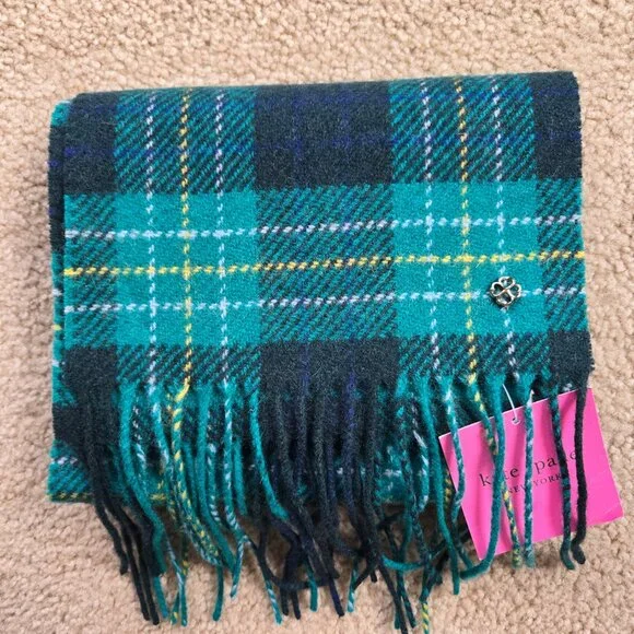 NWT Kate Spade 100% Wool Greenhouse Plaid Scarf - Picture 3 of 8